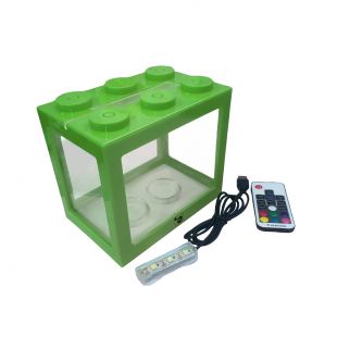 KIKA kaladėlė - akvariumas su LED, 16x10.5x14cm, žalios sp.