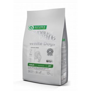 NATURE'S PROTECTION SUPERIOR CARE White Dog Grain Free with Insect Adult Small Breed begrūdis mažų veislių suaugusių baltakailių šunų pašaras su vabzdžiais 1.5 kg