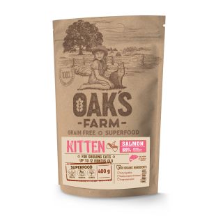 OAK'S FARM kačiukų sausas begrūdis pašaras su lašiša 400 g