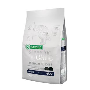 NATURE'S PROTECTION SUPERIOR CARE visų veislių juodo kailio suaugusių šunų sausas pašaras su paukštiena 1.5 kg