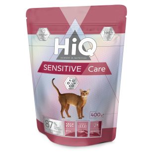 HIQ suaugusių jautrią virškinimo sistemą turinčių kačių sausas pašaras su paukštiena 400 g