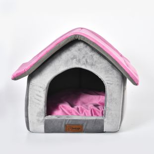 P.LOUNGE Gyvūnų guolis-namelis su levandų aromatu 47x39x42 cm, rožinis ir pilkas