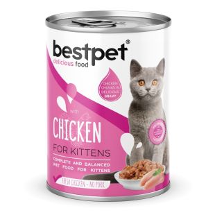 BESTPET jaunų kačių konservuotas pašaras su vištienos gabaliukais, padaže 400 g