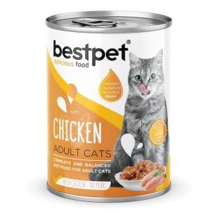 BESTPET suaugusių kačių konservuotas pašaras su vištienos gabaliukais, padaže 400 g