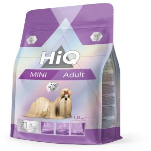 HIQ mažų veislių suaugusių šunų sausas pašaras su paukštiena 1.8 kg