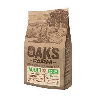 OAK'S FARM suaugusių visų veislių šunų sausas pašaras su paukštiena 2 kg