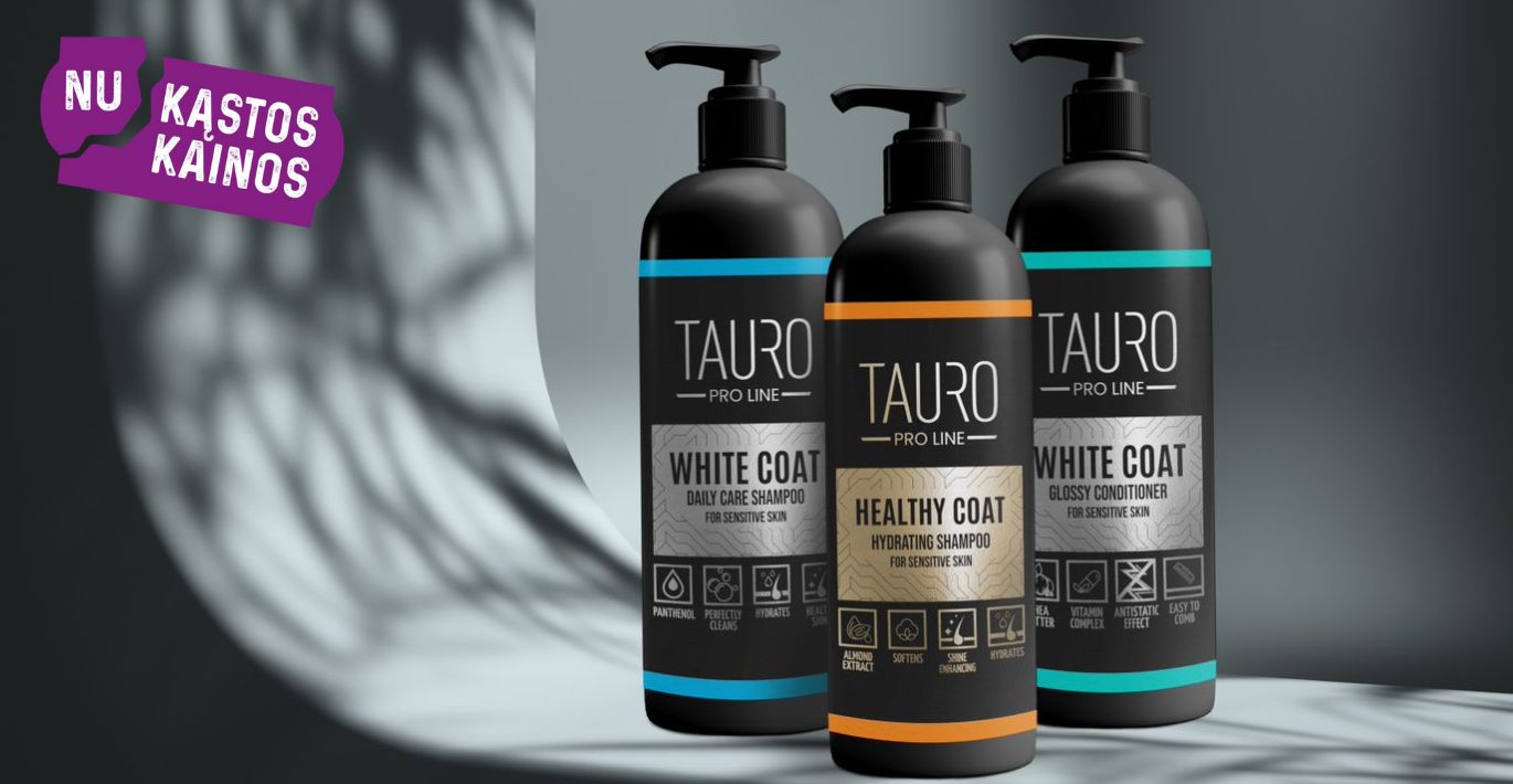 Trys Tauro pro Line augintinių odos ir kailio priežiūros priemonės