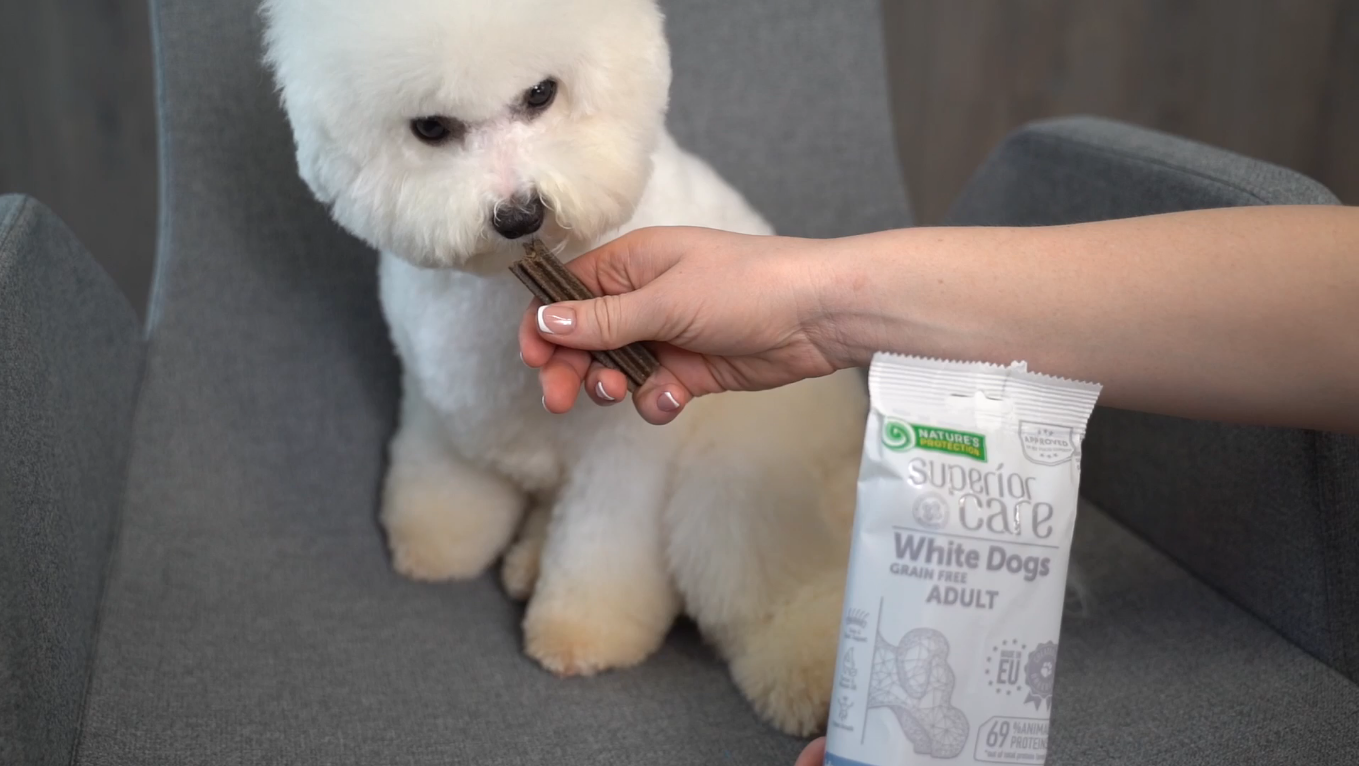 „Nature‘s Protection Superior Care White Dogs Hypoallergenic Dental“ funkciniai skanėstai-papildai