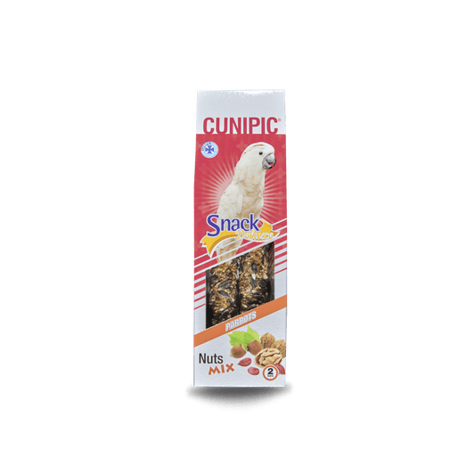 Papūgų gardėsis su riešutais