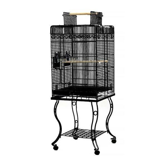 Paukščių narvas su stovu 51x51x155 cm, juodas