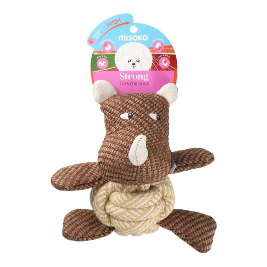 Pliušinis žaislas šunims su virve – begemotas