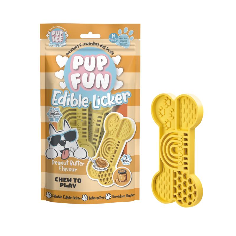 IMAGINELLES Pup Fun Edible Lickers skanėstai, kaulo formos, riešutų sviesto skonio, 135 g, 3 vnt.