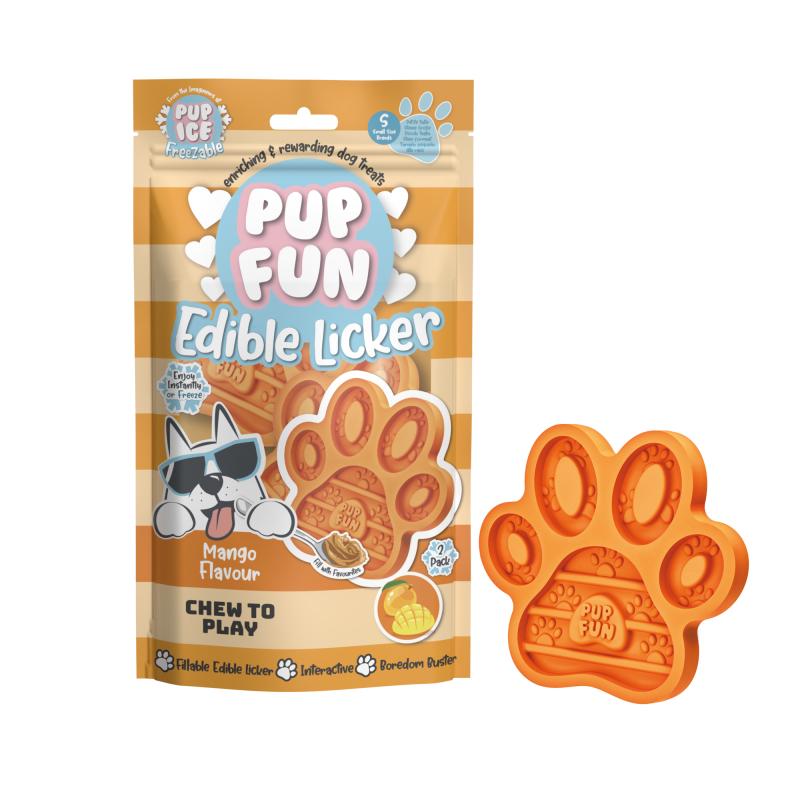 IMAGINELLES Pup Fun Edible Lickers skanėstai, pėdutės formos, mangų skonio, 132 g, 2 vnt.