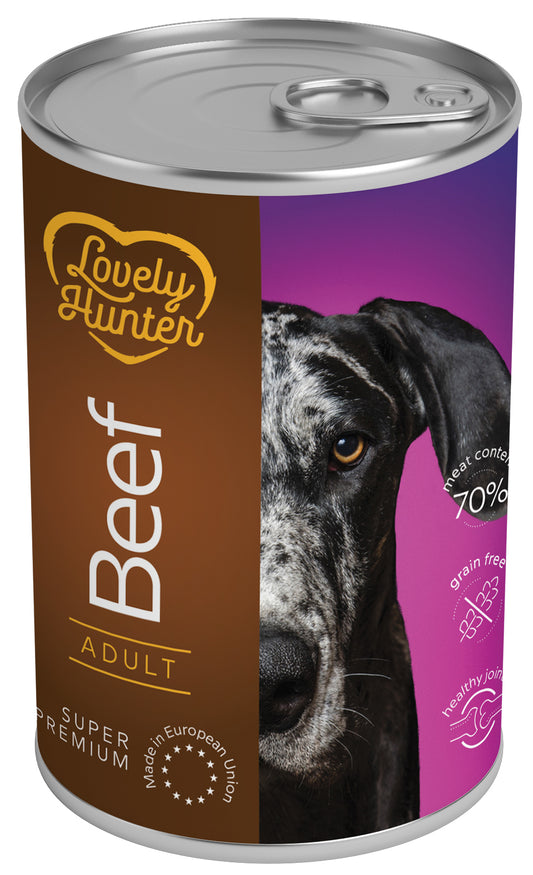 Lovely Hunter konservuotas pašaras suaugusiems šunims su jautiena