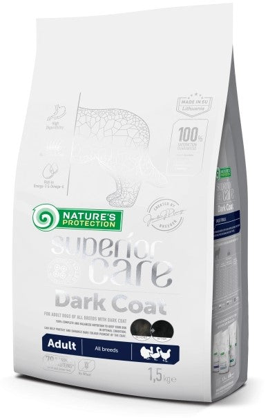 Nature's Protection Superior Care visų veislių juodo kailio suaugusių šunų sausas pašaras su paukštiena