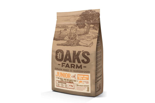 Jaunų mažų ir labai mažų veislių šunų sausas begrūdis pašaras su lašiša ir kriliu