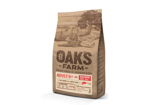 Vyresnių nei 6 metų visų veislių šunų sausas begrūdis pašaras su lašiša