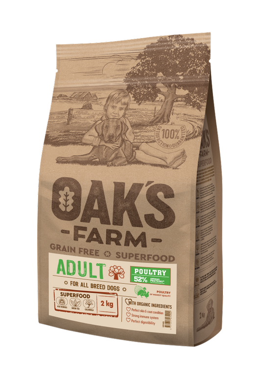 Oak's Farm suaugusių visų veislių šunų sausas pašaras su paukštiena