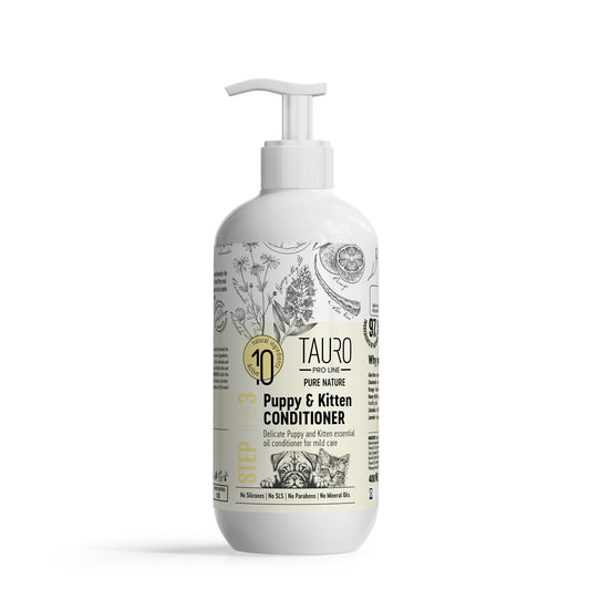 Tauro Pro Line Pure Nature Delicate švelnus šuniukų ir kačiukų kailio kondicionierius