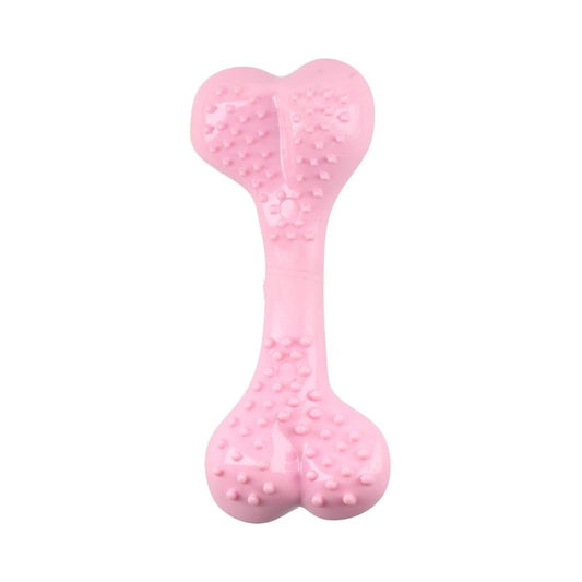 Mr. Strong šunų žaislas, kaulas dantims, braškių kvapo, plastikinis, rožinis