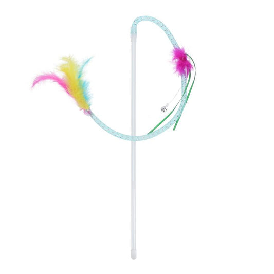 Hippie Pet kačių žaislas meškerė, su plunksnom, 40 cm