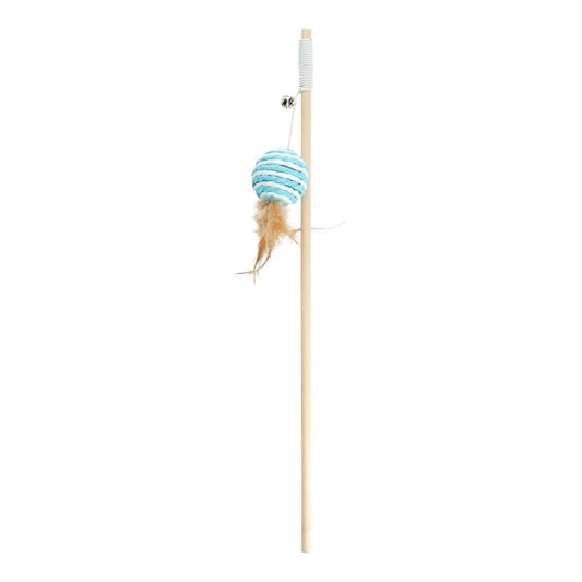 Hippie Pet kačių žaislas meškerė, su plunksna ir kamuoliuku, 40 cm