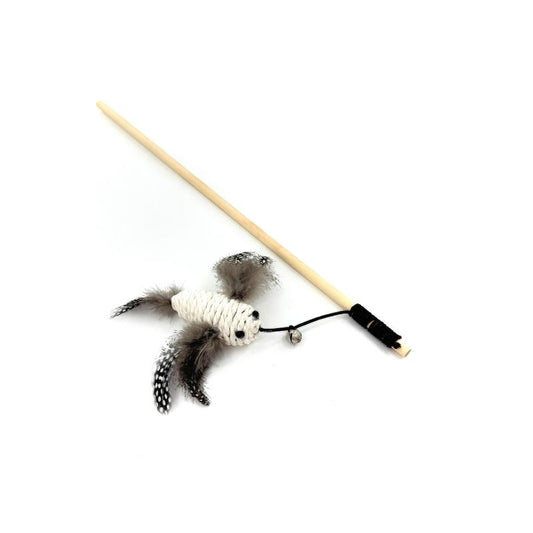 Hippie Pet kačių žaislas meškerė, su plunksnomis, 40 cm