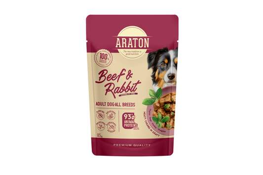 Visų veislių suaugusių šunų šlapias pašaras su jautiena ir triušiena