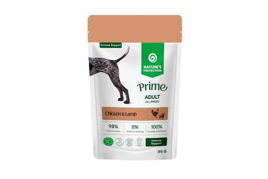 Visų veislių suaugusių šunų imuniteto stiprinimui, šlapias pašaras su vištiena ir ėriena