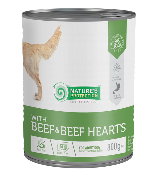 Šunų konservuotas pašaras su jautiena ir jaučių širdimis