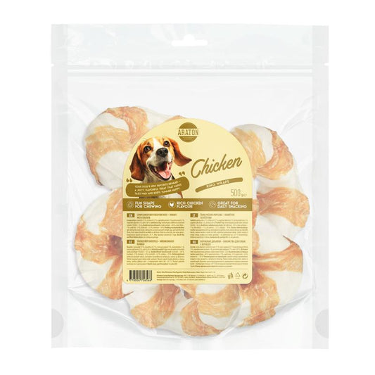 Šunų pašaro papildas-skanėstai, spurgos formos, su vištiena