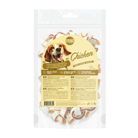 ARATON šunų pašaro papildas-skanėstai, mazgo formos, su vištiena