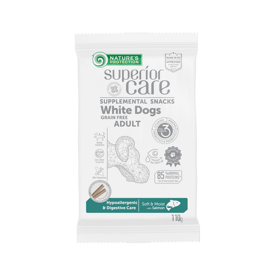 Begrūdis suaugusių šunų pašaro papildas - skanėstai su lašiša