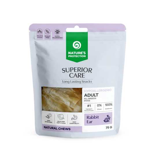 Visų veislių suaugusių šunų skanėstas triušio ausis, be kailio