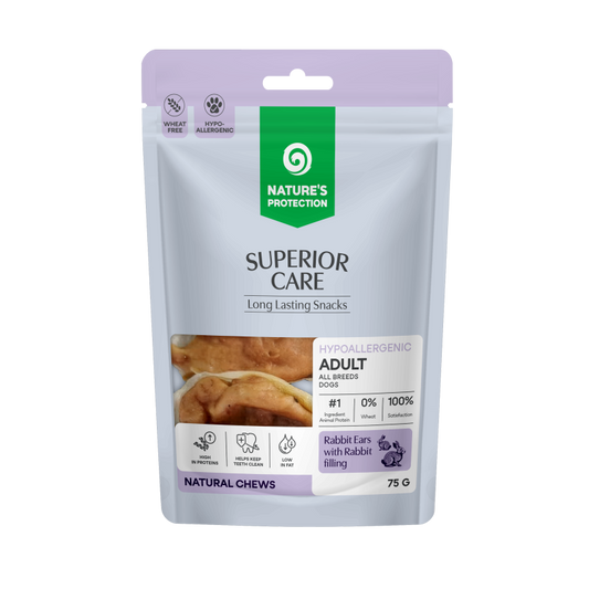 Visų veislių suaugusių šunų skanėstas triušio ausis, su triušienos mėsos įdaru