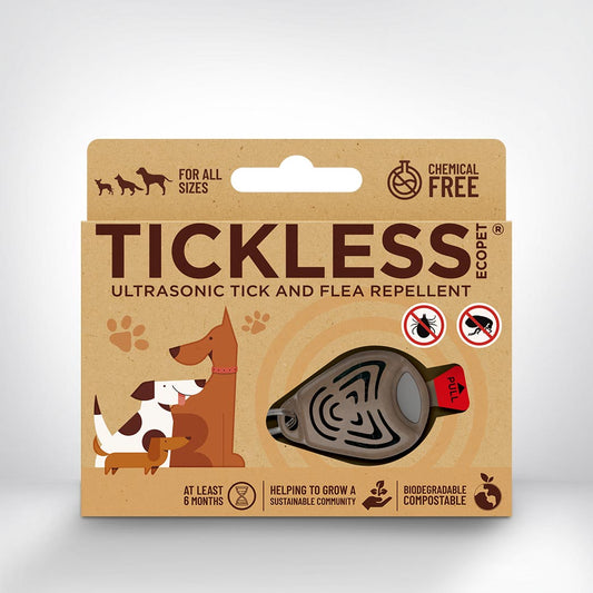TICKLESS Eco Pet gyvūnų augintinių ultragarsinis pakabukas nuo erkių ir blusų, rudas