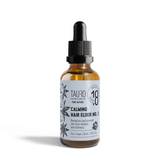 TAURO PRO LINE Pure Nature Calming Elixir No. 3, šunų ir kačių kailį ir odą raminantis eliksyras, 30 ml