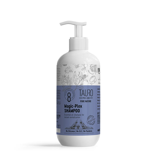 Tauro Pro Line Pure Nature Magic-Plex šunų ir kačių kailį atkuriantis šampūnas, 400 ml NEUŽSAKOMA