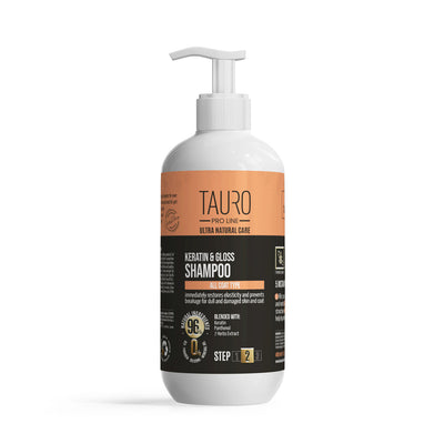TAURO PRO LINE ULTRA NATURAL CARE Keratin & Gloss šampūnas šunų ir kačių kailio priežiūrai