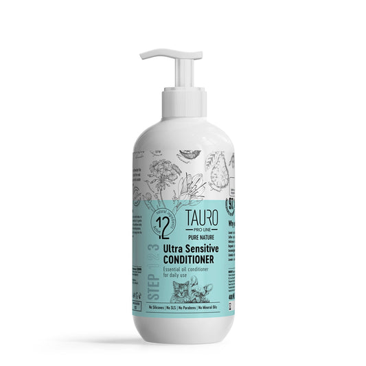 Tauro Pro Line Pure Nature Ultra Sensitive šunų ir kačių kailio kondicionierius jautriai odai, 400 ml