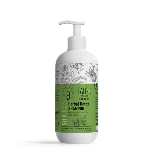 Tauro Pro Line Pure Nature Herbal Detox šunų ir kačių kailį giliai valantis šampūnas, 400 ml