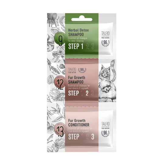 Šunų ir kačių kailio šampūnų ir kondicionieriaus mėginukų rinkinys