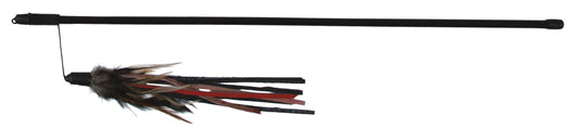 Meškerė su pluksna ir odinėmis juostelėmis