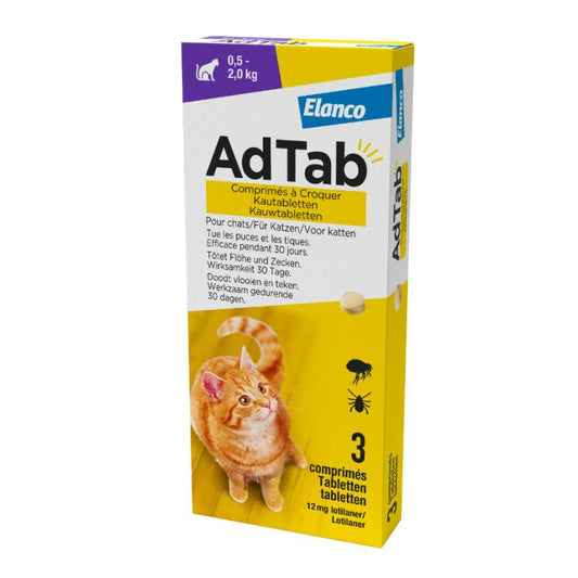 Kačių kramtomosios tabletės Elanco AdTab (0,5-2 kg, 1 tab.)