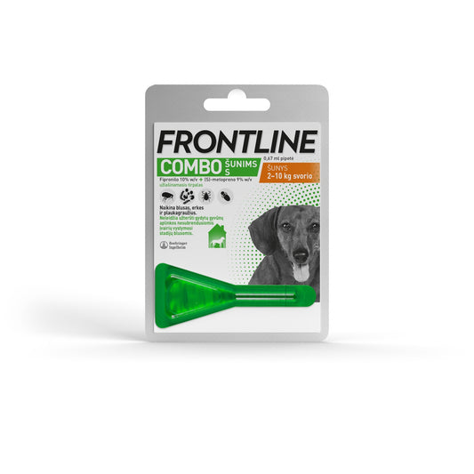 Šunų (2-10 kg) antiparazinitis užlašinamasis tirpalas Frontline Combo