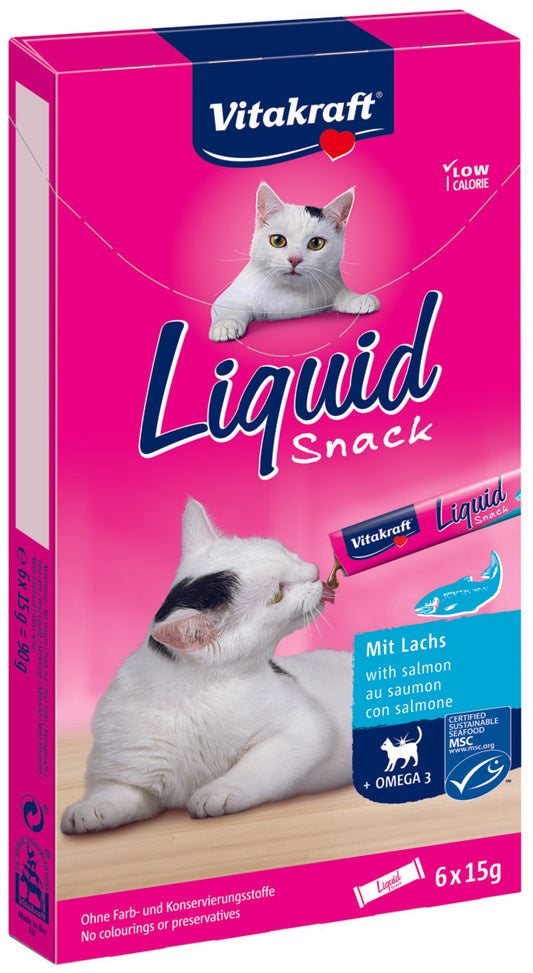 Kačių pašaro papildas - skysti skanėstai su lašiša ir Omega 3
