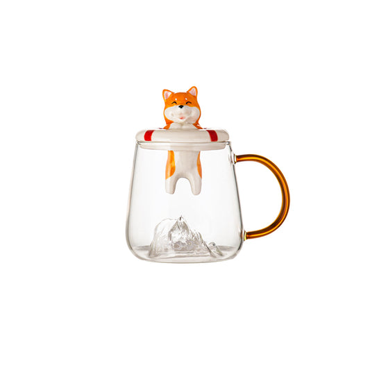 Puodelis su keraminiu dangteliu „Shiba Inu“