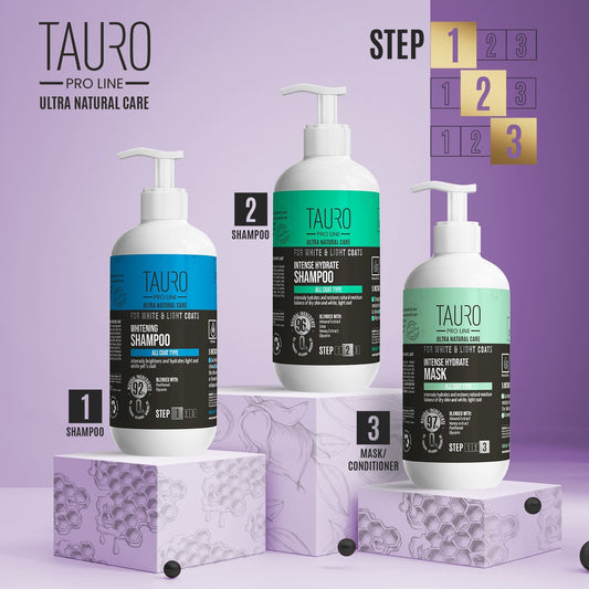 Kailio priežiūros priemonių rinkinys baltam kailiui šviesinti